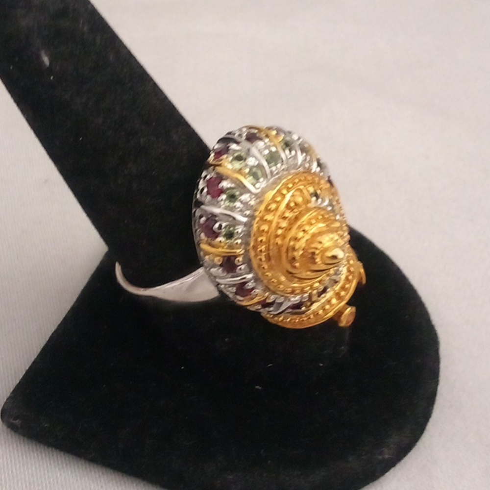 Man's Unique Ruby Encrusted Snail Ring Size 9.75 - image 3